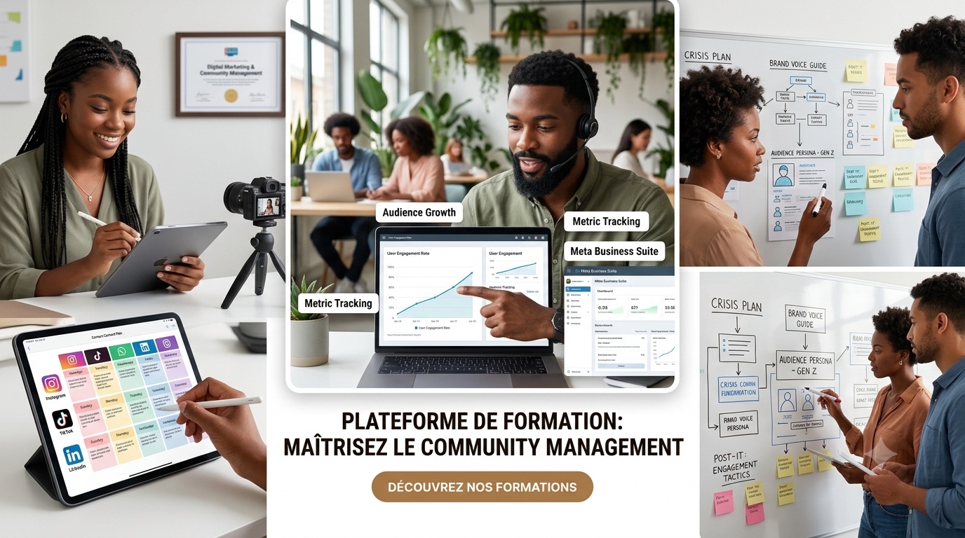 Apprenants en formation community management et marketing digital